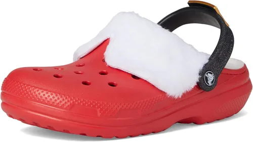 Miniatura 7 de Crocs Zuecos clásicos para adultos unisex con forro, festivos Varsity Rojo/Multi