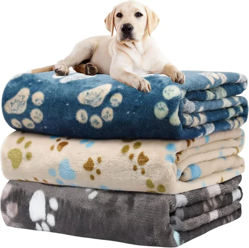 Miniatura 13 de Rezutan 1 paquete de 3 mantas para perros grandes, 41x31 pulgadas para mantas suaves y mullidas para mascotas y gatos de tamaño mediano, reversibles