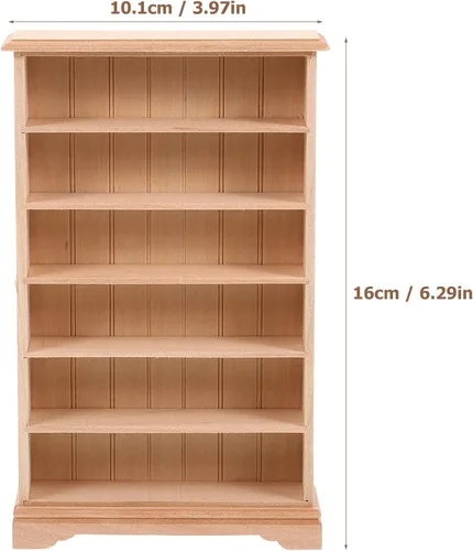Miniatura 3 de HANABASS Estantería de madera para casa de muñecas en miniatura de 12 escalas, para decoración de muebles de casa de muñecas y accesorios de micro