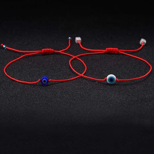 Miniatura 3 de Shonyin Juego de pulseras hechas a mano con tarjeta de cuerda roja, amuleto de la suerte para mujeres, hombres, familiares y amigos, Nailon