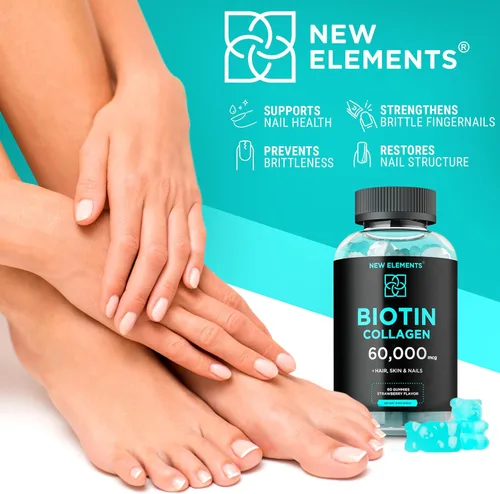 Miniatura 6 de Gomitas de péptidos de colágeno y biotina - 50,000 mcg de colágeno + 10,000 mcg de biotina Soporte para cabello, piel y uñas para hombres