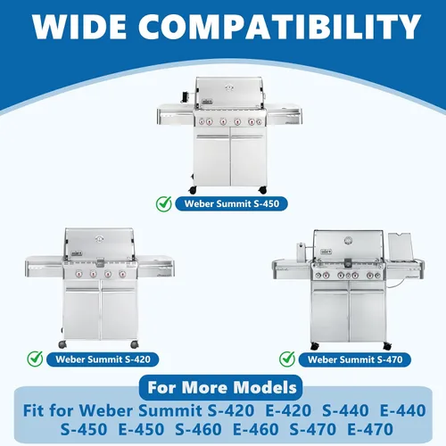 Miniatura 3 de SafBbcue 67669 Barras aromatizantes de 18-1/8 pulgadas para parrillas de gas Weber Summit 400 Series E/S-420/450/440/460/470, 9 piezas de repuesto