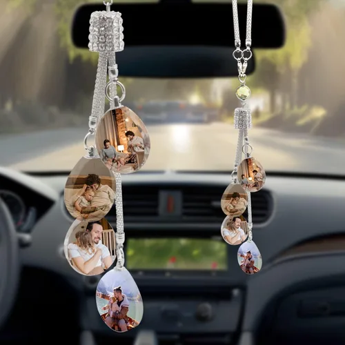 Miniatura 19 de Accesorios de coche colgantes de cristal con foto personalizada para mujeres y hombres, imágenes personalizadas para espejo retrovisor del Style 17