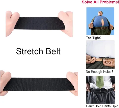 Miniatura 3 de WYuZe Mens Tactical Belt Military Elastic Stretch Duty Riggers Belt Metal Buckle
