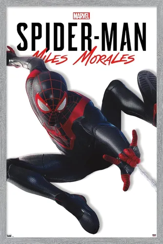 Miniatura 17 de Trends International Marvel Comics - Póster de pared de la serie Miles Morales, 22.4 pulgadas de largo x 14.7 pulgadas, versión enmarcada de madera