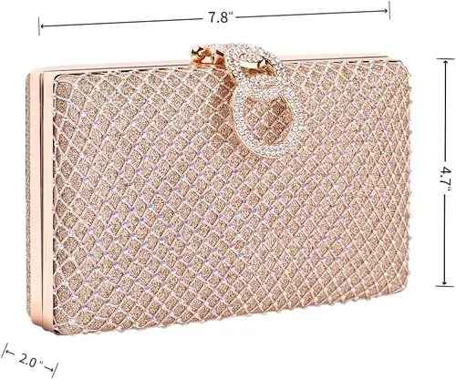 Miniatura 2 de Mulian LilY M106 Glitter Embrague Monedero Para Mujeres Brillante Noche Bolsos Fiesta Fiesta Bolso Rosa Oro