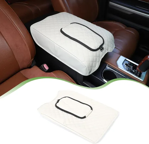 Miniatura 15 de Funda de Reposabrazos para Consola Central de Coche, Compatible con Toyota Tundra 2007-2021, Funda de Reposabrazos de Cuero Impermeable, Cojín Negro