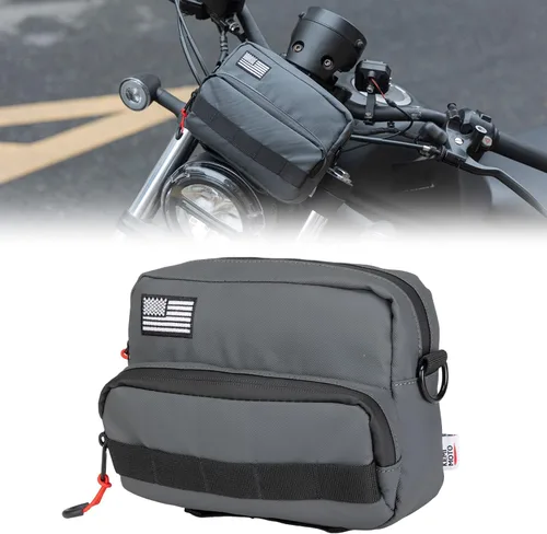 Miniatura 8 de KEMIMOTO Bolsa para manillar de motocicleta con cubierta impermeable, bolsa universal para bicicleta, bolsa de herramientas para manillar compatible