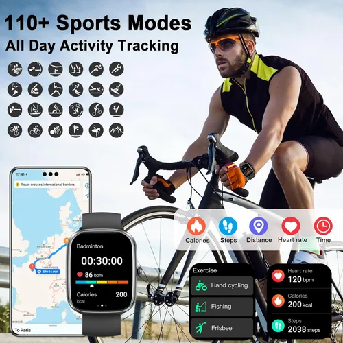 Miniatura 5 de uaue Reloj inteligente AI con ChatGPT, reloj inteligente de llamadas Bluetooth de 1.91 pulgadas para hombres y mujeres, más de 110 modos de fitness