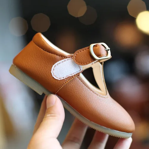 Miniatura 5 de Zapatos de vestir de cuero Mary Janes con correa en T para niñas pequeñas