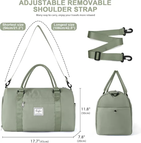 Miniatura 3 de Bolsa de gimnasio para mujeres y hombres bolsa de viaje deportiva con compartimento para zapatos y bolsillo húmedo A-H Green