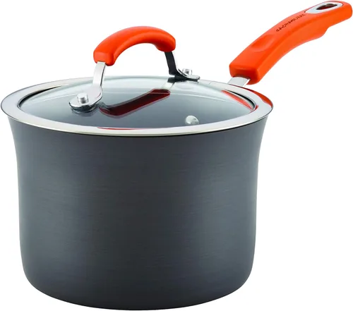 Miniatura 15 de Rachael Ray Brights - Sartén antiadherente anodizada dura, sartén anodizada dura, 12.5 pulgadas, gris con asas rojas