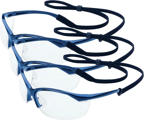Honeywell Uvex by 11150900 Vapor Safety Eyewear Metallic Blue Frame, Clear Lens with Anti-Scratch Hardcoat