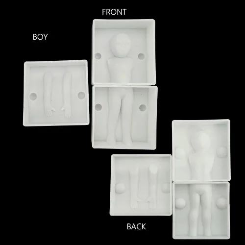 Miniatura 7 de Juego de 3 moldes de plástico para fondant humano 3D, hombre, mujer, niños, muñeca, cuerpo, brazo, pierna, polímero, plantillas de bricolaje