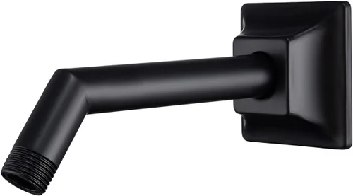 Brazo de ducha de 6 pulgadas, extensión de cabezal de ducha negro mate con escudo a juego, conexión estándar de 1/2 pulgada 6″ Negro Mate