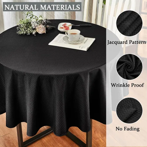 Miniatura 3 de Mantel redondo de poliéster resistente al agua y las manchas, lavable, mantel de tela para mesa de cocina y comedor
