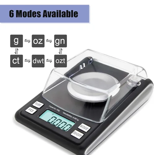 Miniatura 3 de Fuzion Báscula miligramos de 50/0.00 oz, escala de mg con peso cal de 0.71 oz, microescala, báscula de polvo para recargar