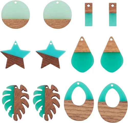 Miniatura 18 de Mega Pet Colgante de resina y madera de nogal para hacer joyas de bricolaje