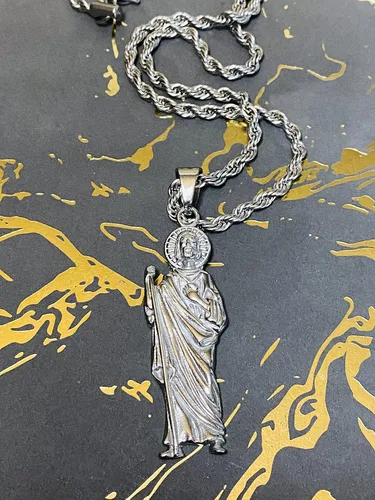 Miniatura 8 de San Judas - Colgante de plata para hombre y mujer, cadena de cuerda de acero inoxidable real de 0.118 in, joyería Mans, colgante de joyería