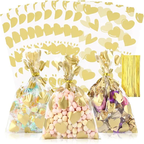 Miniatura 20 de 100 bolsas de regalo de celofán con estampado de estrellas, de 6 x 10 pulgadas, bolsas de regalo de celofán, bolsas de regalo de fiesta, bolsas