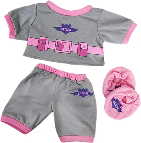 Batgirl PJ's W/Slippers - Conjunto de ropa de oso de peluche que se adapta a la mayoría de 14 a 18 pulgadas Build-A-Bear y haz tus propios animales