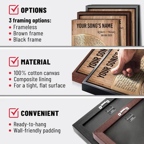 Miniatura 3 de H-DEWALL Regalos para marido de parte de la esposa, letras de canciones personalizadas con marco, discos de vinilo retro, decoración de pared