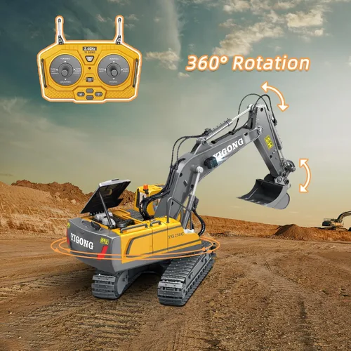 Miniatura 3 de Bulldozer a control remoto – 11 canales RC Bulldozer cargador frontal juguete con luz y sonido – Vehículo de construcción completo 1/24 juguetes