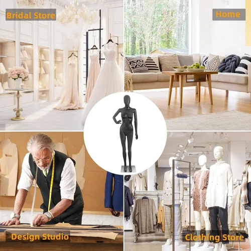 Miniatura 7 de Maniquí femenino de cuerpo completo forma maniquí torso vestido de costura modelo ajustable de 70 pulgadas forma de ropa soporte desmontable