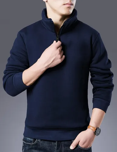 Miniatura 2 de Yeokou Sudadera de forro polar cálido con cuello redondo para hombre con forro de sherpa grueso