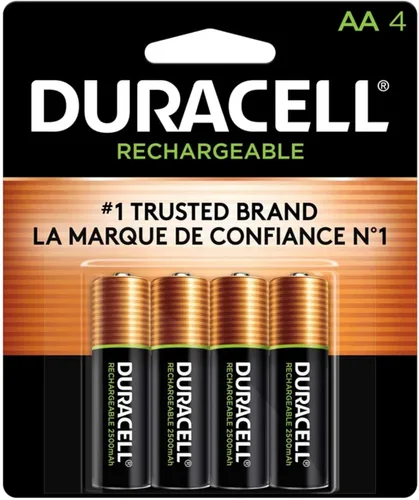 Duracell Paquete blíster recargable AA NiMH, 4 por paquete. 2500mAh