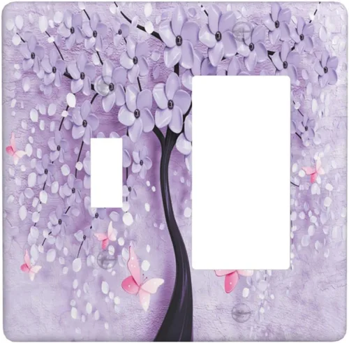 Miniatura 109 de Cubierta para Interruptor de Luz Árbol Morado 3D de 2 Gang Placa de Pared Placa de Interruptor de Luz Doble Toggle Cubiertas Decorativas