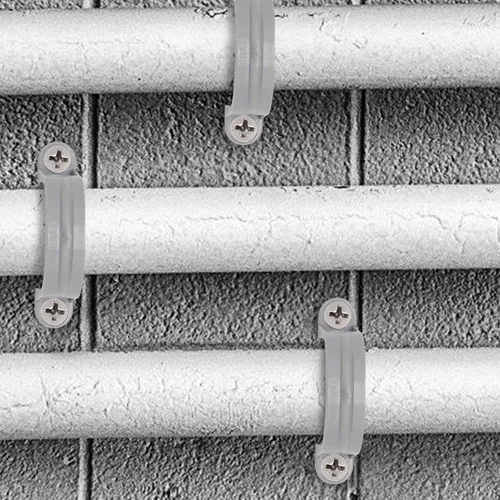 Miniatura 7 de Correa de tubo de PVC de 2 pulgadas, abrazaderas de tubo de conducto de 2 agujeros, soportes de tubería de plástico (gris, 10 piezas)