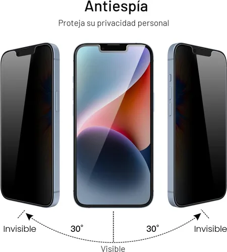 Miniatura 3 de Protector de pantalla de privacidad JETech para iPhone 16e 2025, iPhone 14 de 6.1 pulgadas, película de vidrio templado antiespía, 2