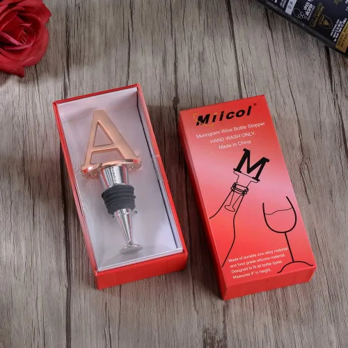 Miniatura 3 de Miicol Tapón para Botella de Vino, Tapón para Prosecco, Tapón de Vino de Oro Rosa, Tapón de Champán Personalizado, Tapón de Vino con Inicial, Regalo