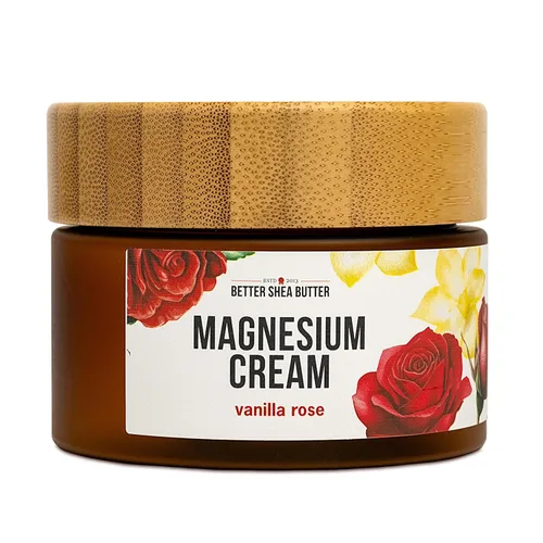 Better Shea Butter Loción de magnesio para mujer | Rosa de vainilla | Para embarazo, niños y bebés | Alivia la tensión muscular y los calambres en