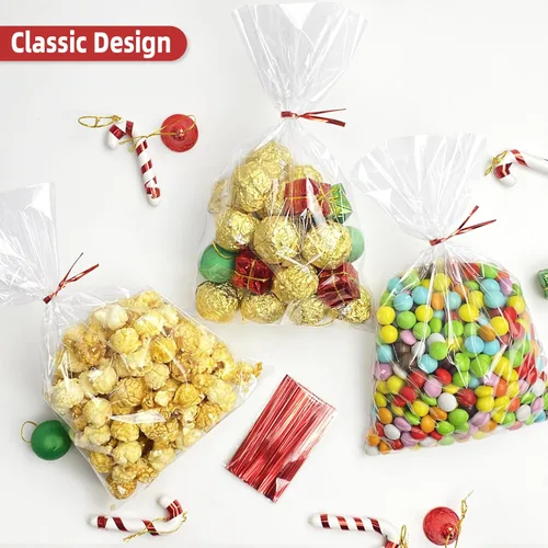 Miniatura 4 de Morepack Bolsas de celofán de 6 x 10 pulgadas, bolsas de celofán transparentes con lazos giratorios, 100