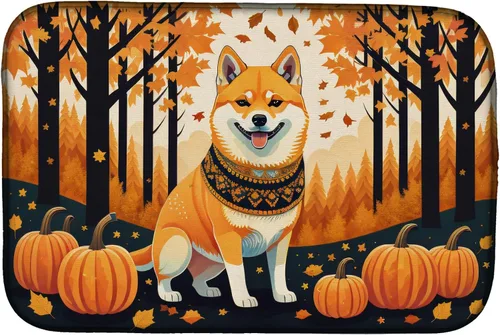 Caroline's Treasures DAC1072DDM Shiba Inu - Tapete de secado de platos absorbente para encimera de cocina, tapete escurridor de platos para