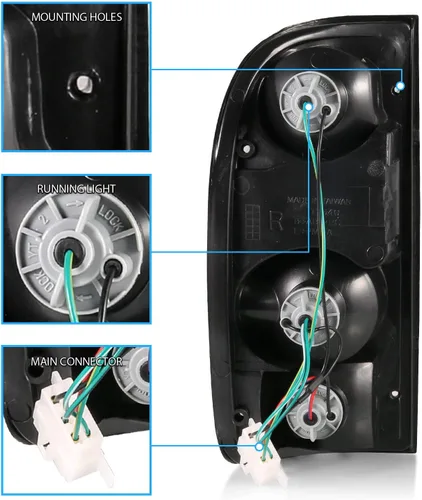 Miniatura 6 de AmeriLite juego de luces traseras de repuesto cromadas OE para Toyota Tacoma 1995-2000 con conjunto de arnés de bombilla - lado del pasajero