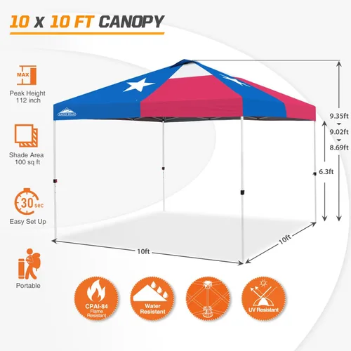 Miniatura 505 de EAGLE PEAK Tienda de campaña desplegable con bolsa de transporte con ruedas, 8 estacas, 4 cuerdas, 4 bolsas de peso, toldo de tienda de campaña