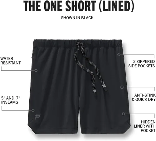 Miniatura 6 de Fabletics The One - Pantalón corto para hombre (forro), entrenamiento, natación, ligero, de secado rápido, bolsillo con cremallera, tejido elástico
