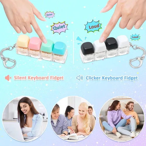 Miniatura 2 de Juguete Fidget de Teclado, 2 Piezas Llavero de Teclado Fidget Clicker de Teclado Fidget Silencioso Ruidoso Clicker Fidgets para Adultos Alivio