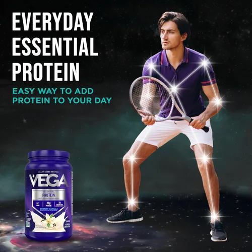 Miniatura 3 de Vega Original Essential Protein - 25g de proteína vegetal, vainilla cremosa, 20 porciones, mezcla para bebida vegana sin OMG, lista para batidos