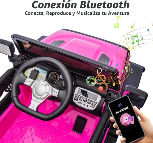 Miniatura 7 de Hikiddo - Coche eléctrico de 24 V para niños, vehículo de juguete con mando a distancia para niños de 3 a 5 años, con motor de 400 W - Rosa