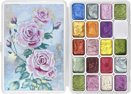 Miniatura 7 de CraftyManor Mini Juego de Pintura de Acuarela Cambiante de Silvicultura, 40 Pinturas de Acuarela Cambiantes de Color, Pinturas de Acuarela Metálicas