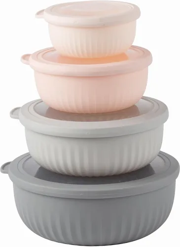 Miniatura 31 de COOK WITH COLOR - Juego de tazones de preparación profundos con tapas, para mezclar, de plástico, pequeños y apilables (color negro degradado)