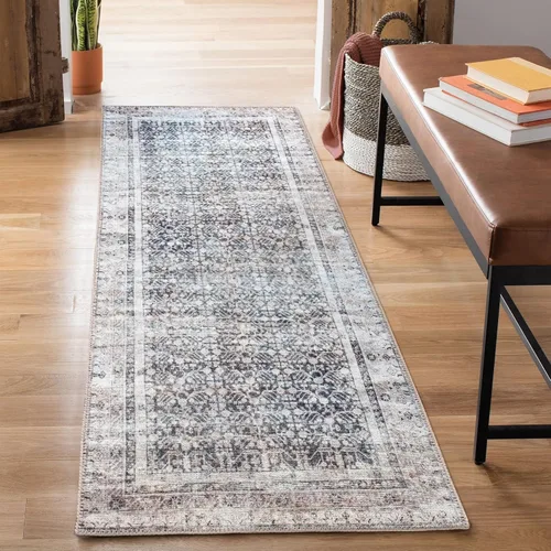 Miniatura 41 de Bloom Rugs - Alfombra lavable, antideslizante, de 1,83 x 2,74 m, color beige/blanco claro con borde tradicional, para sala de estar, dormitorio