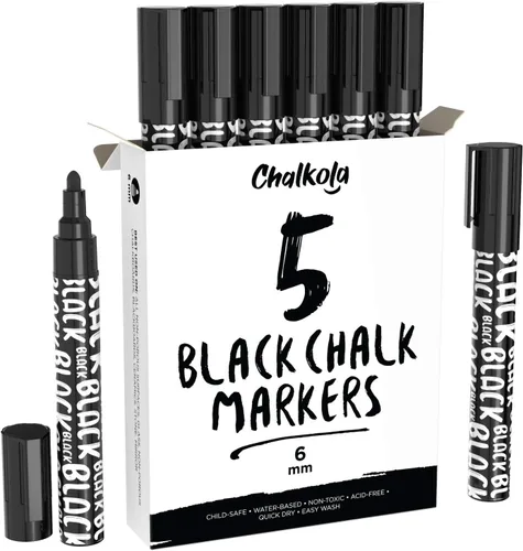 Miniatura 11 de Chalkola Marcadores de tiza blanca (paquete de 6) – Bolígrafos de tiza líquida de borrado en seco blanco para pizarra, pizarra, ventana, bistró, 6