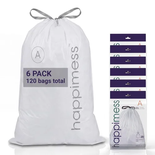Miniatura 22 de happimess 8 Gallon (30L) Drawstring Trash Bags, Unscented, Clear, Heavy Duty LDPE Liners for Kitchen and Household, Custom Fit, 20 Count
