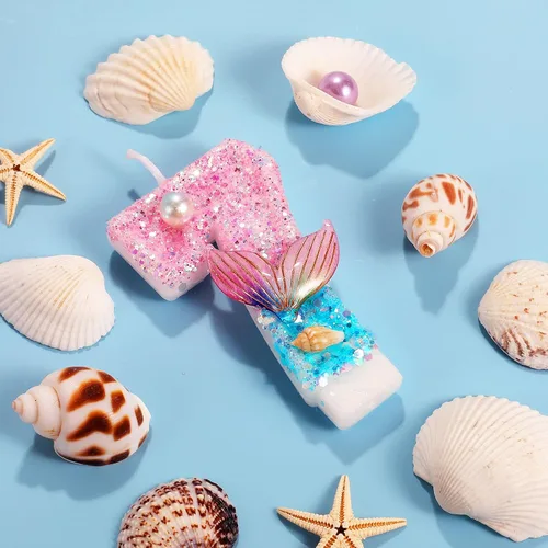 Miniatura 2 de AKURIEEY Vela de Sirena de 7º Cumpleaños Rosa Azul Números 7 Vela para Niñas Decoración de Pastel Decoraciones de Cupcakes Decoración de Fiesta