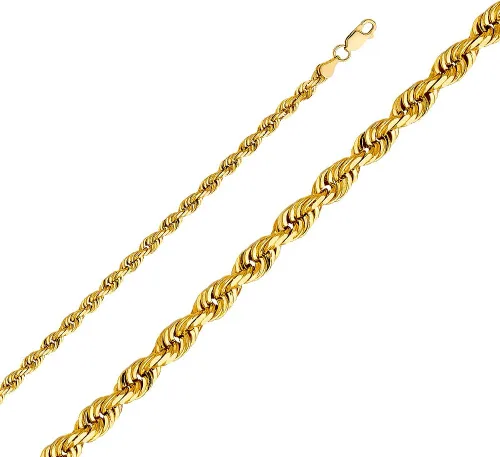 Miniatura 2 de Wellingsale Cadenas de cuerda de oro macizo de 14 quilates (opciones de selección)